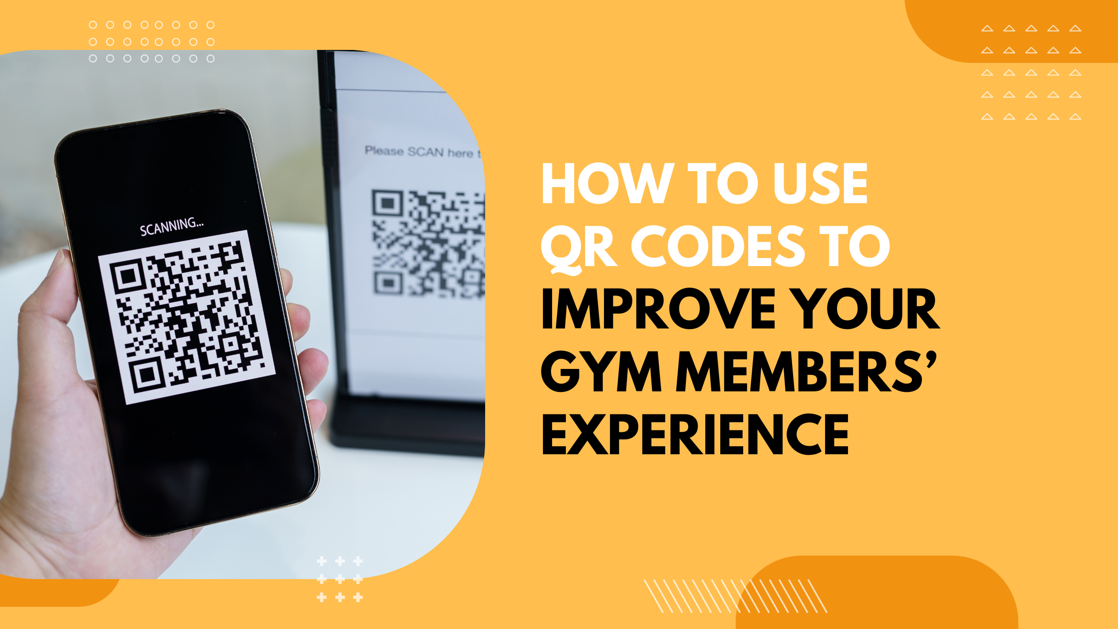 Title text with a picture of a hand holding a phone scanning a QR code